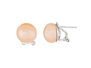 11-12mm Pink Cultured Freshwater Pearl Rhodium Over Sterling Silver Earrings