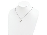 Rhodium Over Sterling Silver 8-9mm White Freshwater Cultured Pearl Cubic Zirconia Pendant Necklace