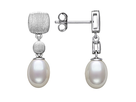 White Cultured Freshwater Pearl Sterling Silver Earring