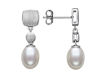 Picture of White Cultured Freshwater Pearl Sterling Silver Earring