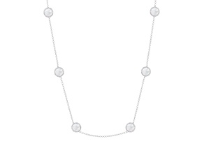 Mother of Pearl and Cubic Zirconia Rhodium Over Sterling Silver Necklace