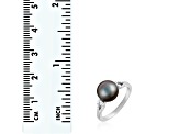 9mm Black Cultured Tahitian Pearl 14K White Gold ring