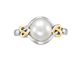 Freshwater Pearl and Diamond Accent Sterling Silver/14K Gold Over Sterling Silver Love Knot Ring