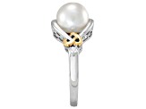 Freshwater Pearl and Diamond Accent Sterling Silver/14K Gold Over Sterling Silver Love Knot Ring