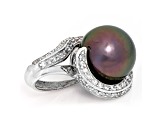 Tahitian Cultured Pearl With Diamond 14k White Gold Pendant