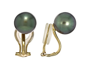 Picture of Green Tahitian Cultured Pearl 18k  Gold Clip On Earrings