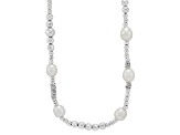 8-11mm Round White Freshwater Pearl and Sterling Silver Beads Station Necklace