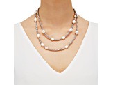 8-11mm Round White Freshwater Pearl and Sterling Silver Beads Station Necklace