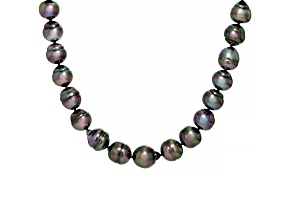 Peacock Tahitian Cultured Pearl 14k Yellow Gold 18.5 Inch Strand Necklace
