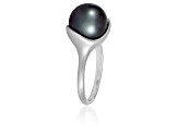 10mm Black Cultured Tahitian Pearl 14K White Gold Ring