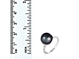 10mm Black Cultured Tahitian Pearl 14K White Gold Ring