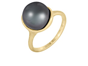 10mm Black Cultured Tahitian Pearl 14K Yellow Gold Ring