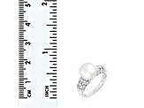 9-10mm White Cultured Freshwater Pearl 14K White Gold Ring