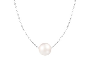 9.5-10.5mm White Cultured Freshwater Pearl Sterling Silver Necklace