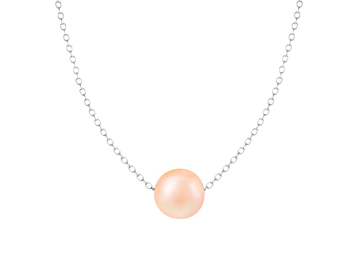 9.5-10.5mm Pink Cultured Freshwater Pearl Sterling Silver Necklace