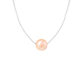 9.5-10.5mm Pink Cultured Freshwater Pearl Sterling Silver Necklace