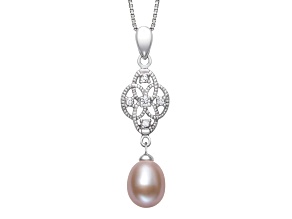 Pink Cultured Freshwater Pearl With Bella Luce® Rhodium Over Sterling Silver Pendant With Chain