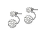 Rhodium Over Sterling Silver 3 pair MOP and Crystal Front Dangle Back Earring Set