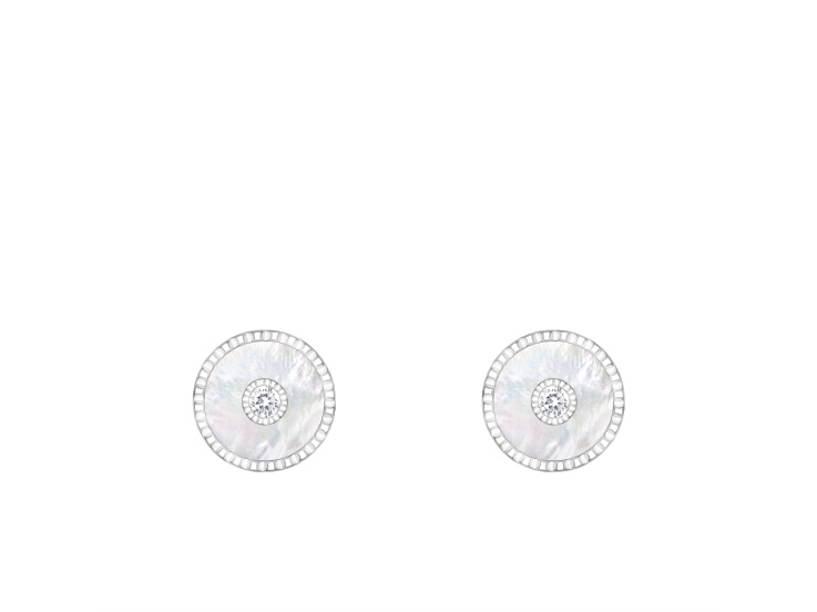 White Cultured Freshwater Pearl MOP and Cubic Zirconia Rhodium Over Sterling Silver Earrings
