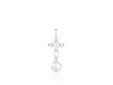 White Cultured Freshwater Pearl and Diamond 14K White Gold Pendant 6-6.5mm