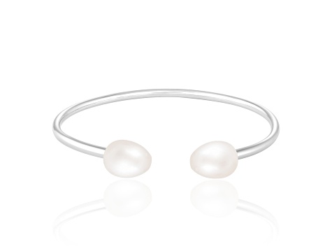 7.5-8mm White Cultured Freshwater Pearl Silver  Bracelet