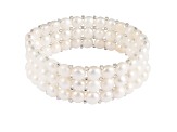 6-7mm White Cultured Freshwater Pearl Silver  Bracelet