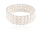 6-7mm White Cultured Freshwater Pearl Silver  Bracelet