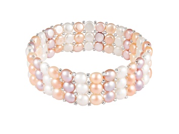 Picture of 6-7mm Multicolor Cultured Freshwater Pearl Silver  Bracelet