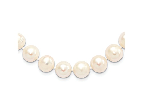 Rhodium Over Sterling Silver 11-12mm White Freshwater Cultured Pearl Necklace