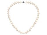 Rhodium Over Sterling Silver 11-12mm White Freshwater Cultured Pearl Necklace