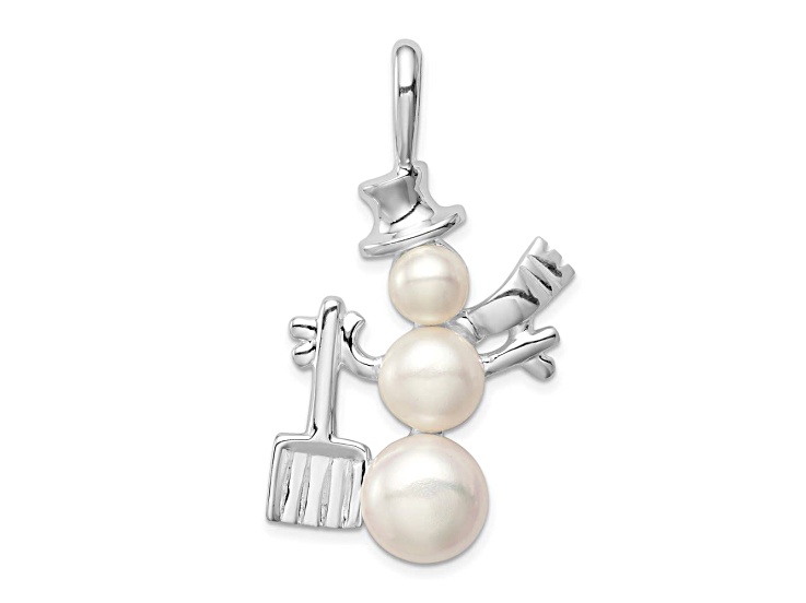 Sterling Silver Freshwater Cultured Pearl Snowman Pendant