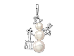 Sterling Silver Freshwater Cultured Pearl Snowman Pendant