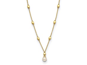 14K Yellow Gold Freshwater Cultured Pearl and Bead 18 Inch Necklace