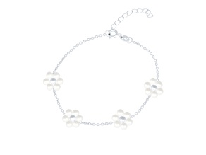 3-3.5mm potato-shaped freshwater pearl silver bracelet