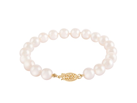 14k Yellow gold 7-8mm Akoya Pearl bracelet