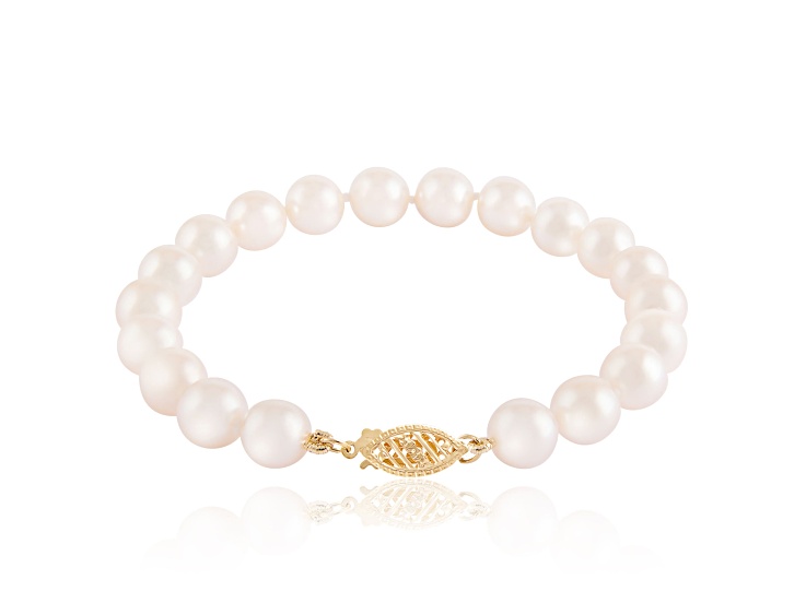 14k Yellow gold 7-8mm Akoya Pearl bracelet