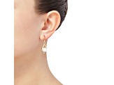 8-8.5mm Round White Freshwater Pearl with 0.17ctw Diamond 10K Yellow Gold Drop Earrings