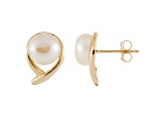 7-8mm Round Akoya Pearl 14K Yellow Gold Stud Earrings