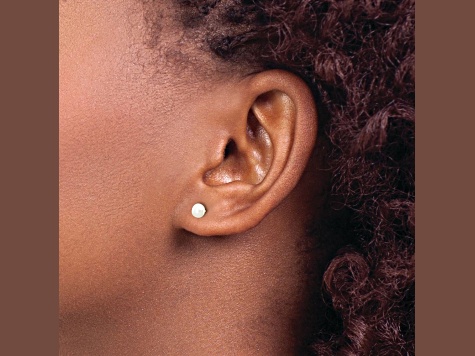 10k Yellow Gold 4-5mm White Button Freshwater Cultured Pearl Stud Earrings