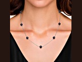 Black Cultured Freshwater Pearl Rhodium Over Sterling Silver Necklace And Earring Set