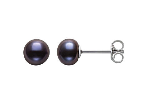 Black Cultured Freshwater Pearl Rhodium Over Sterling Silver Necklace And Earring Set