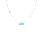6.5-7mm Off Round White Cultured Freshwater Pearl and Blue enamel Rhodium Over Sterling Necklace