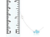 6.5-7mm Off Round White Cultured Freshwater Pearl and Blue enamel Rhodium Over Sterling Necklace