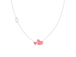 6.5-7mm Off Round White Cultured Freshwater Pearl and Pink enamel Rhodium Over Sterling Necklace
