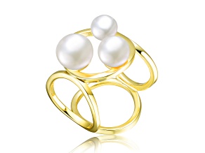 14k Gold Plated over Sterling Silver Freshwater Pearls Ball Ring