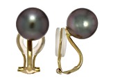 Purple Tahitian Cultured Pearl 18k  Gold Clip On Earrings