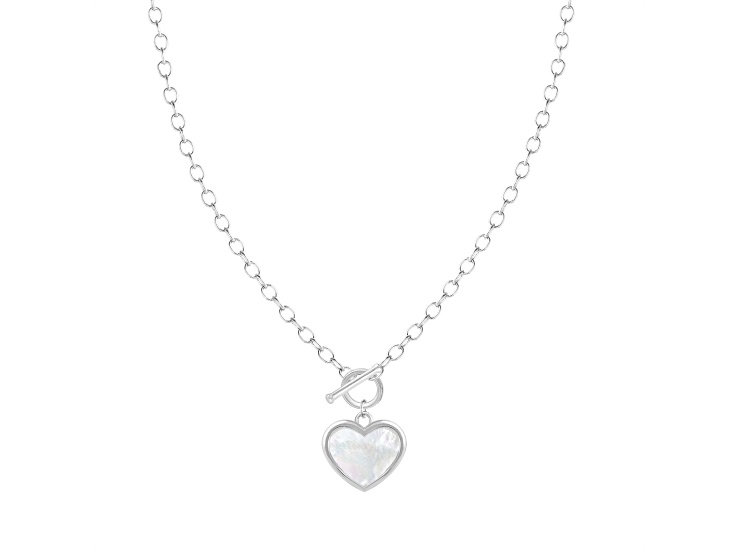 Mother of Pearl White Cultured Freshwater Pearl Rhodium Over Sterling Silver Strand Necklace