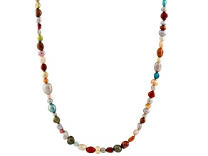 6-9mm Dyed Multi-color Mixed Shapes Cultured Freshwater Pearl Endless Necklace