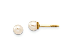 14K Yellow Gold Freshwater Cultured Pearl Earrings