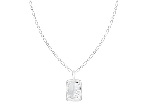 Mother of Pearl Rhodium Over Sterling Silver Pendant